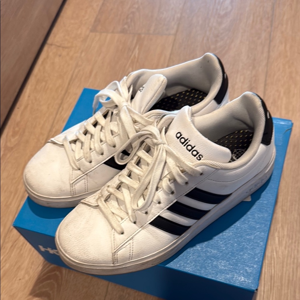 Adidas Classic White and Black Trainers